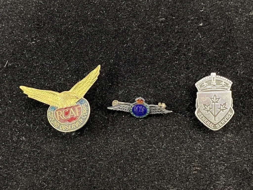 WWII RCAF GOC + Sweetheart + General Service Pin