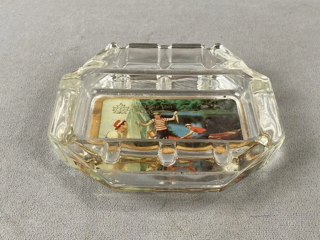 1950s Haliburton Fisherman Glass Ashtray