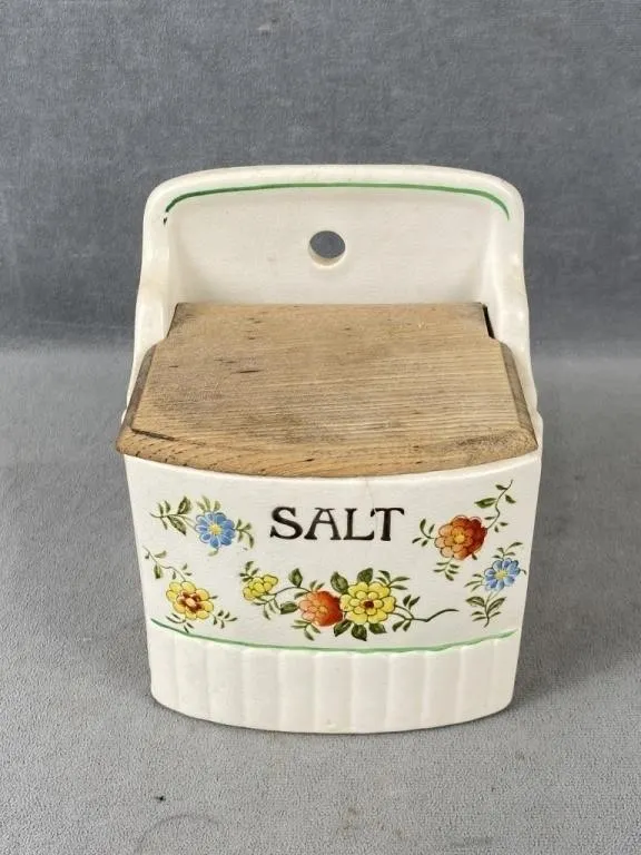 Vintage Ceramic Wall Mount Salt Box