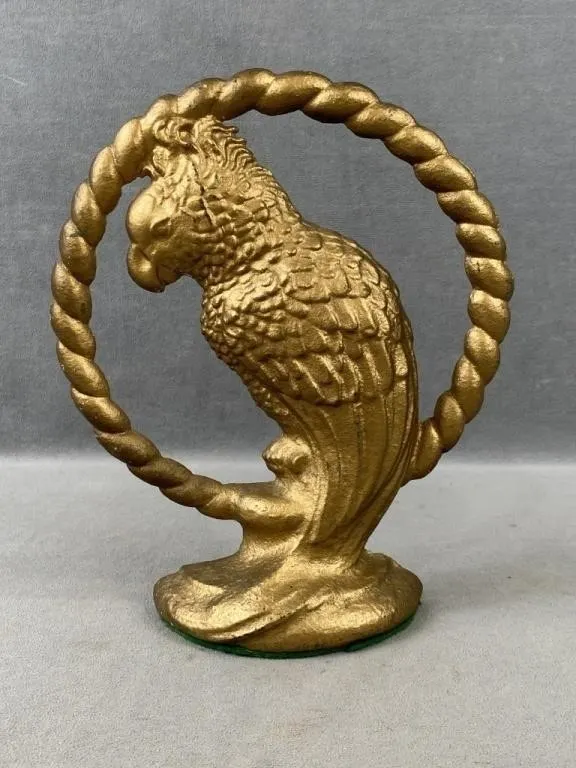 C1900 Cast Iron Original Paint Parrot Door Stop