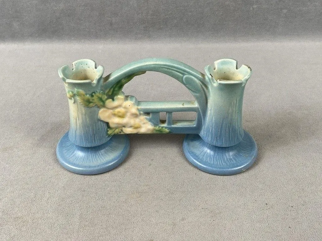 Rare Roseville Pottery Double Candlestick