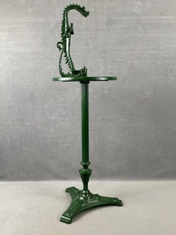 Antique Cast Iron Dragon Standing Ashtray