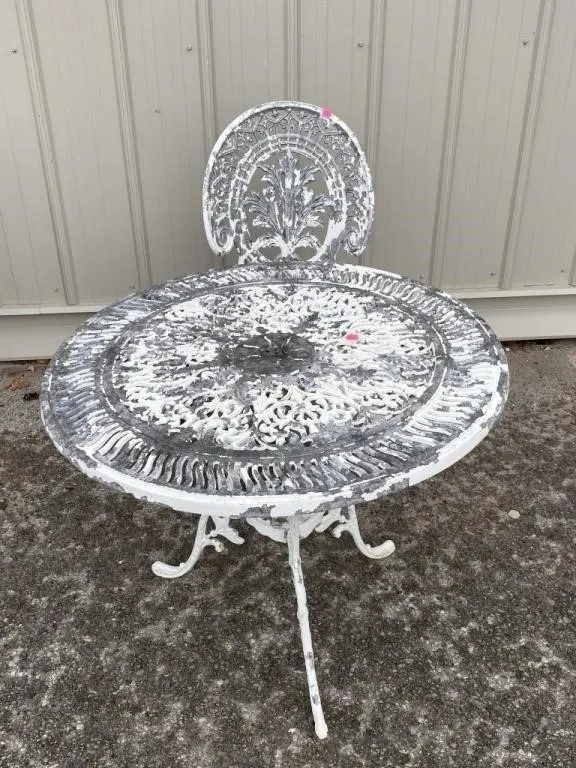 Vintage Cast Aluminum Garden Table & Chair Set