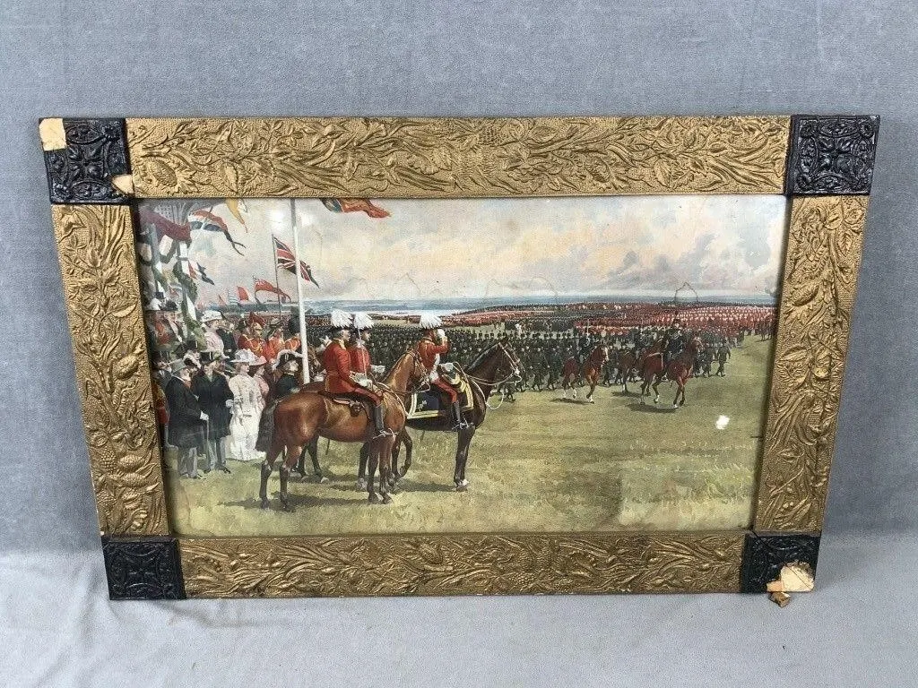 Antique Lithograph of British Military on Parade