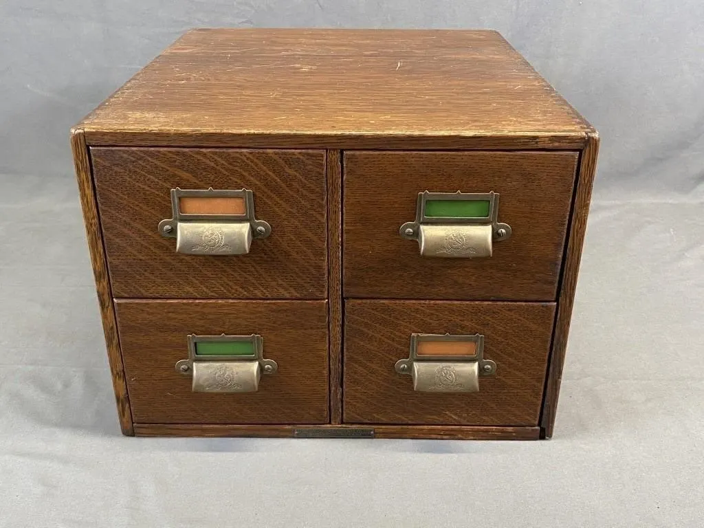 C1920 4 Drawer Oak Library Card Cabinet