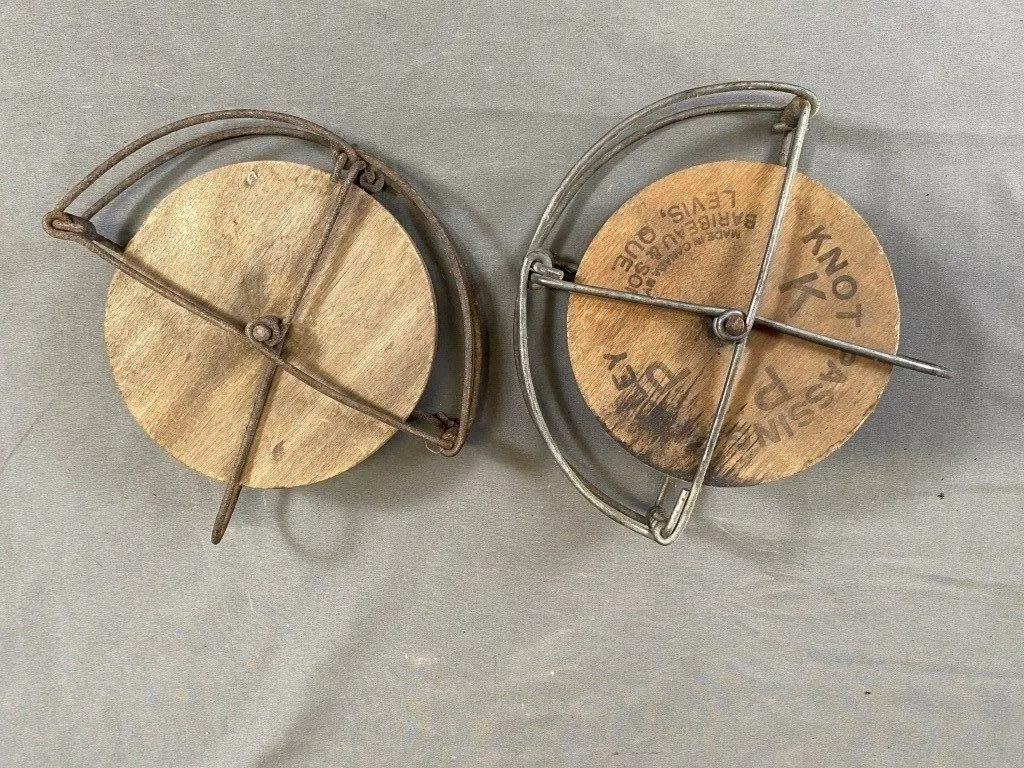 Pair of Antique Wood Clothesline Pulleys