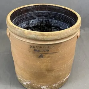 Signed 19th C Salt Glazed #4 Brantford Crock