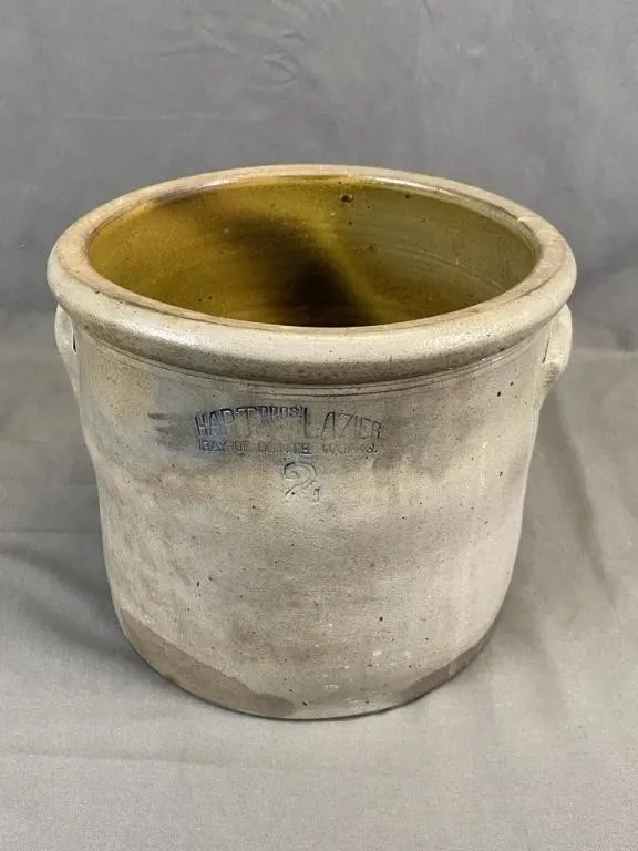 19th C HART BROS LAZIER Salt Glaze Crock