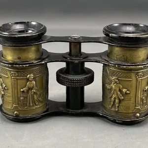 C1910 French Brass Repousse Opera Glasses