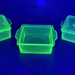 3 Green Depression Uranium Glass Fridge Containers