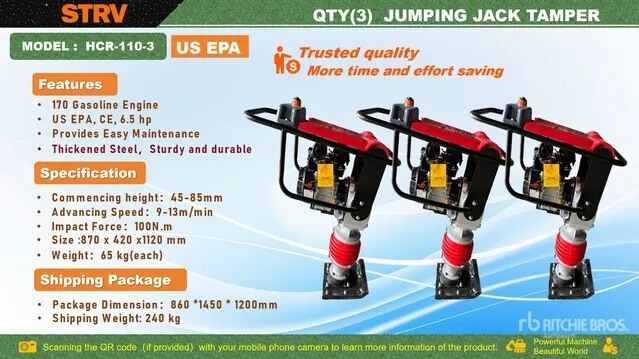 Quantity of (3 ) 2026 STARVOX HCR-110-3 Jumping Jack Tamper (Unused)