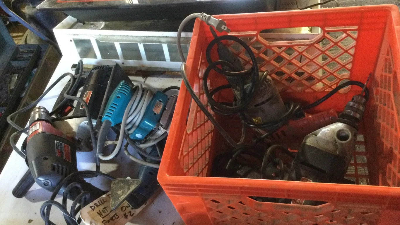 Plastic Crate with Electric Tools