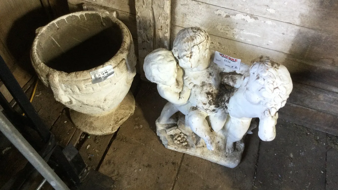 Large Cement White Flower Pot