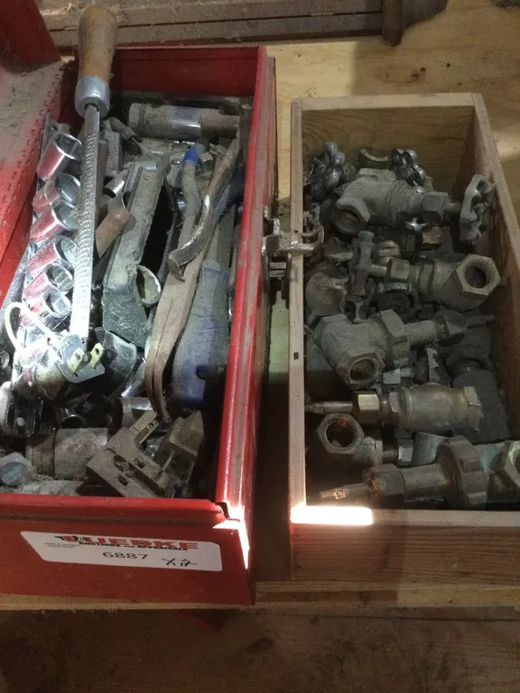 Wooden Box with Pipe Fittings