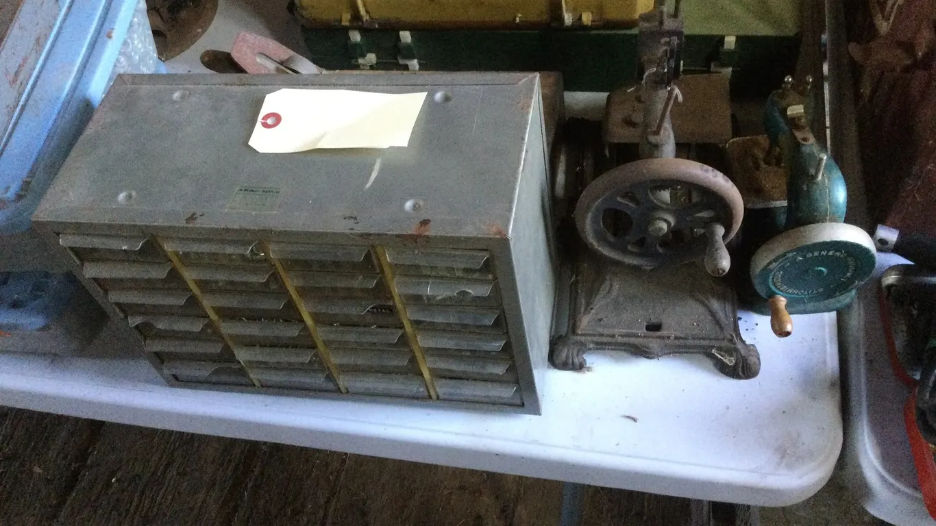(2) Small Old Metal Hand Sewing Machine