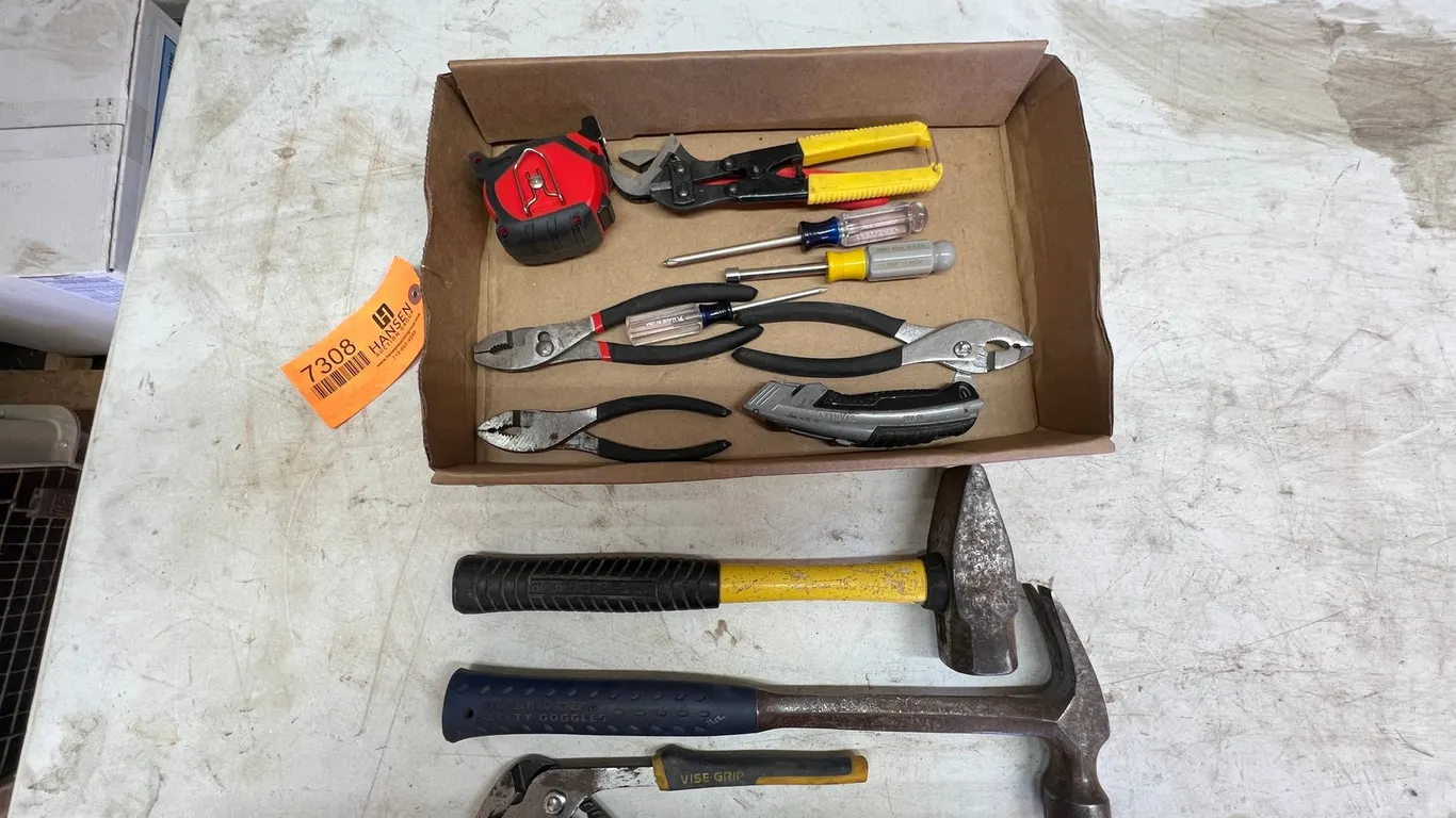 Hammers, Pliers, Screw Drivers, Tape Measure, and Misc.