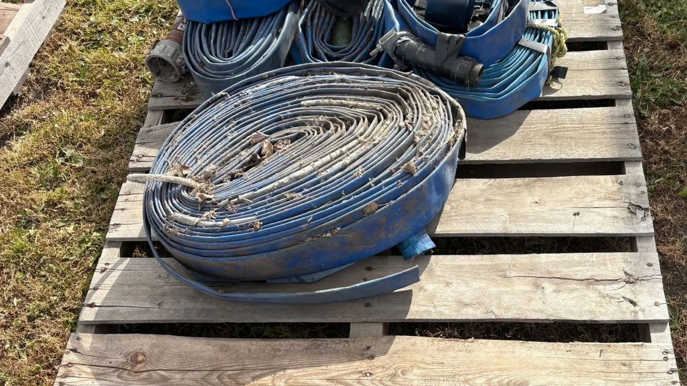 Pallet of water pump discharge hose