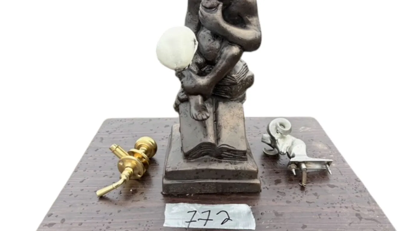 Folding tray, Monkey holding Skull ornament, RAM hood ornament, vintage door handle