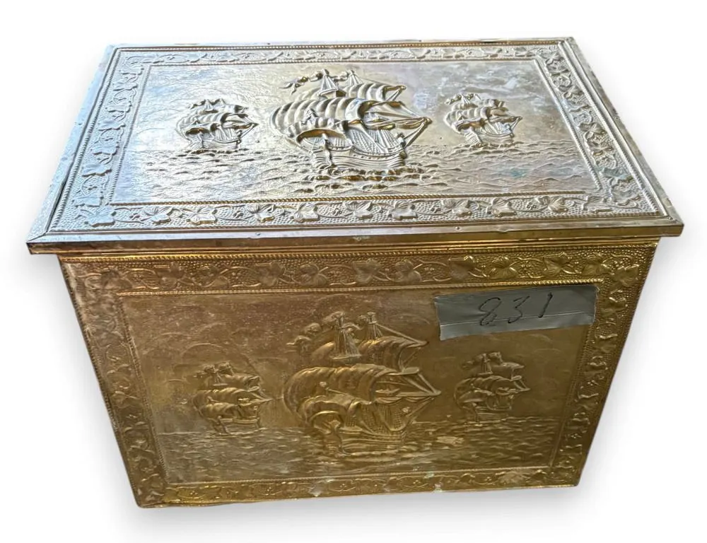 Decorative Storage Box - Ship design with bronze panel