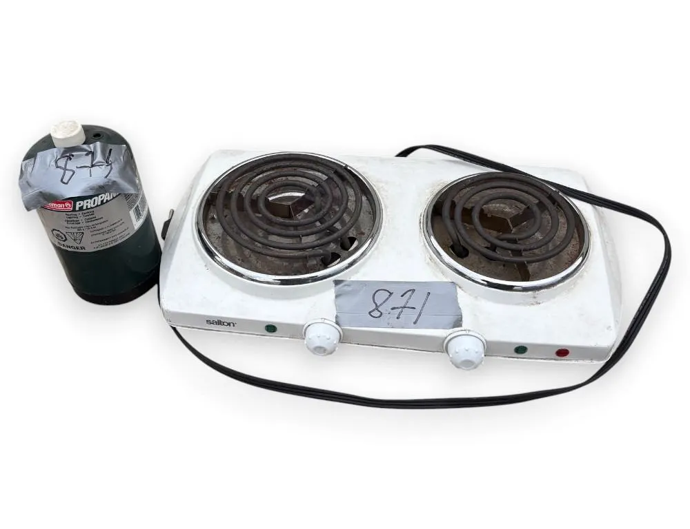 Sallory Electric Grill, Coleman Propane Bottle (NEW)