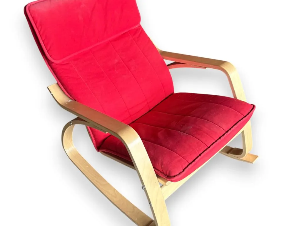 Red Cloth / Fabric Rocking Chair