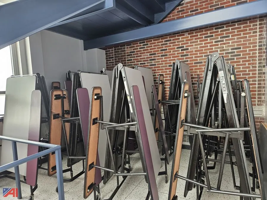 Cafeteria Fold Out Tables with Attached Seating