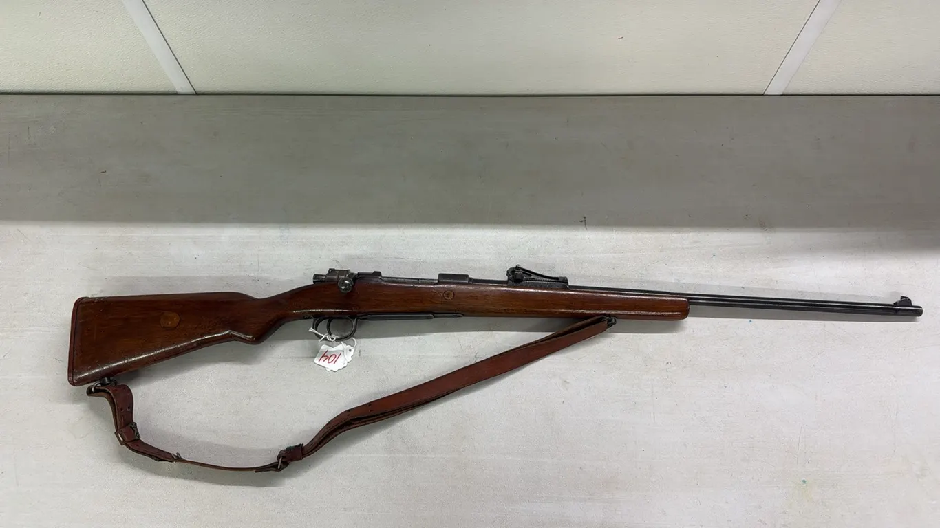 Amberg 1914 Bolt Action Rifle Gem. 98 w/ Leather Sling Strap, S/N: 7898