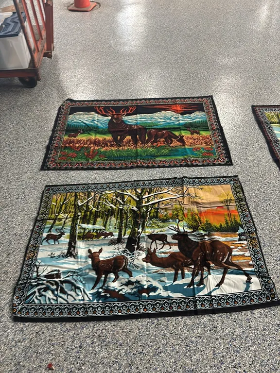2 Deer Velvet Tapestry Wall Hangings