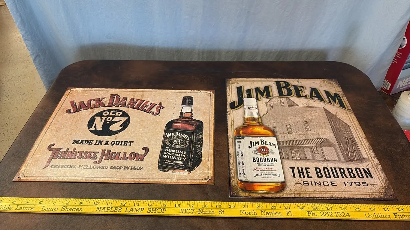Jim Beam & Jack Daniels Tin Signs
