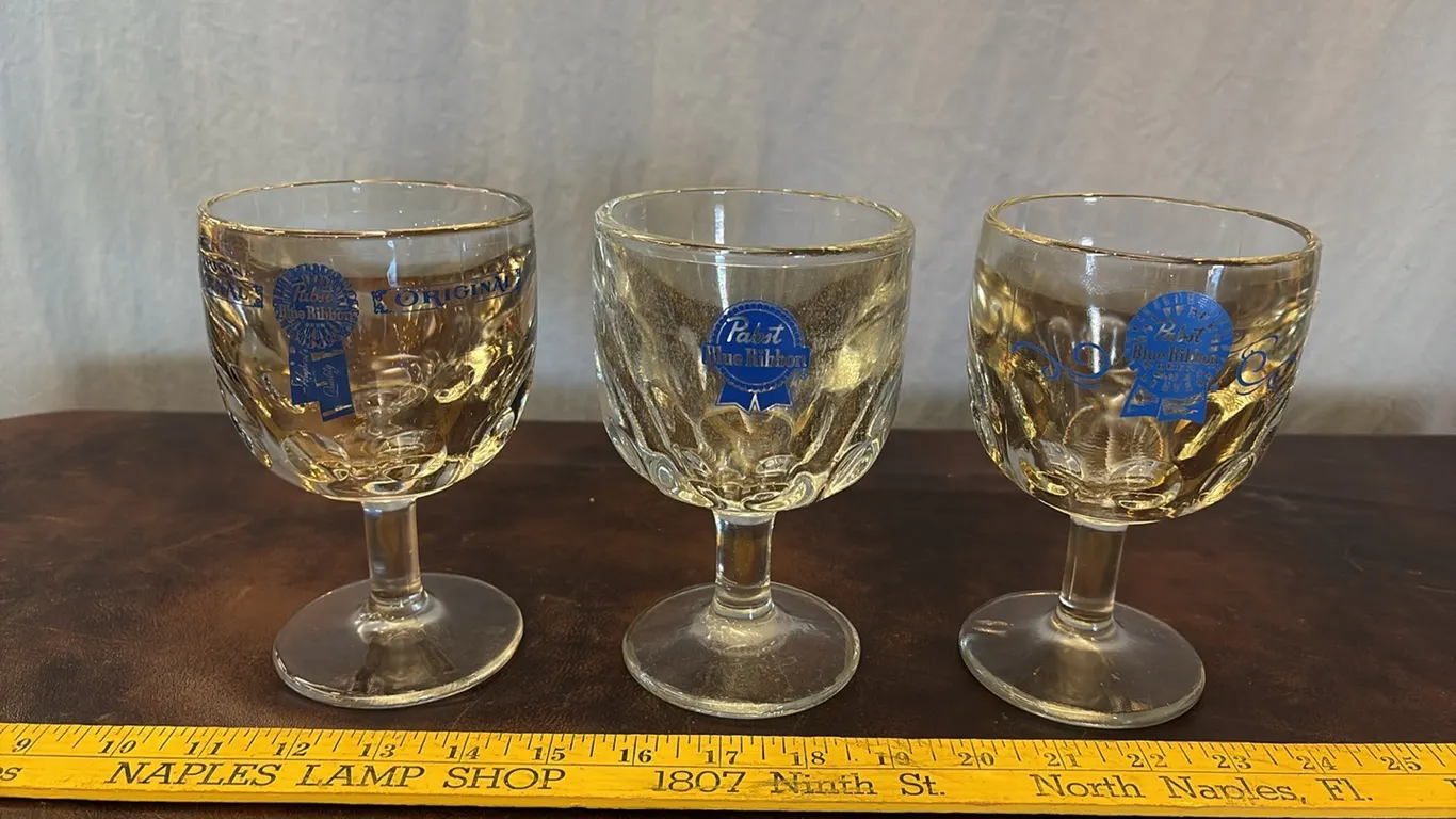 3- Pabst Blue Ribbon Goblets