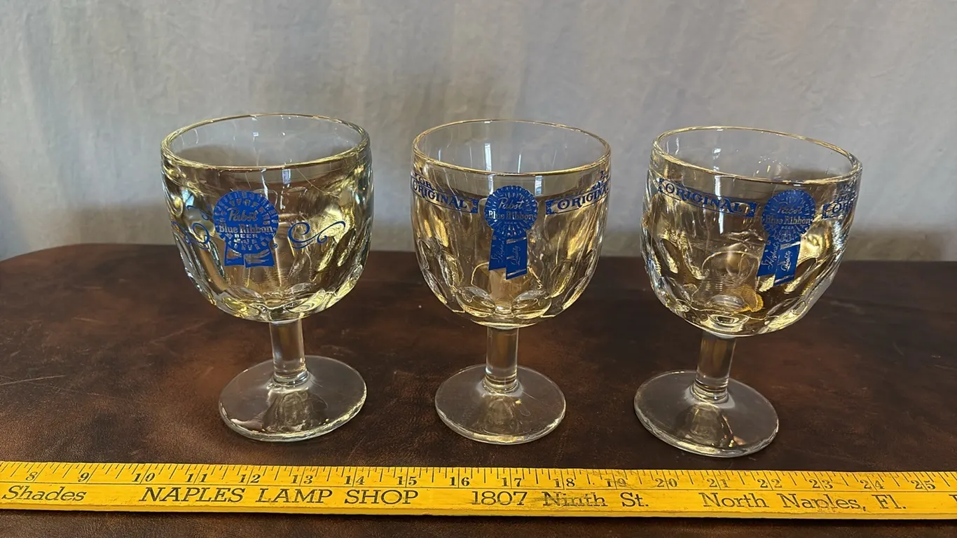 3- Pabst Blue Ribbon Goblets