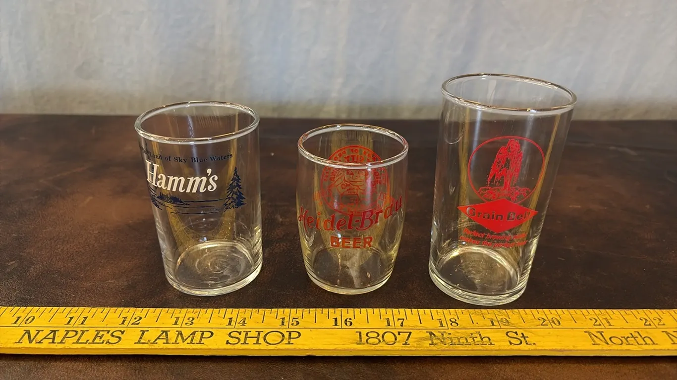 Hamm’s, Heidel-Brau & Grain Belt Beer Glasses
