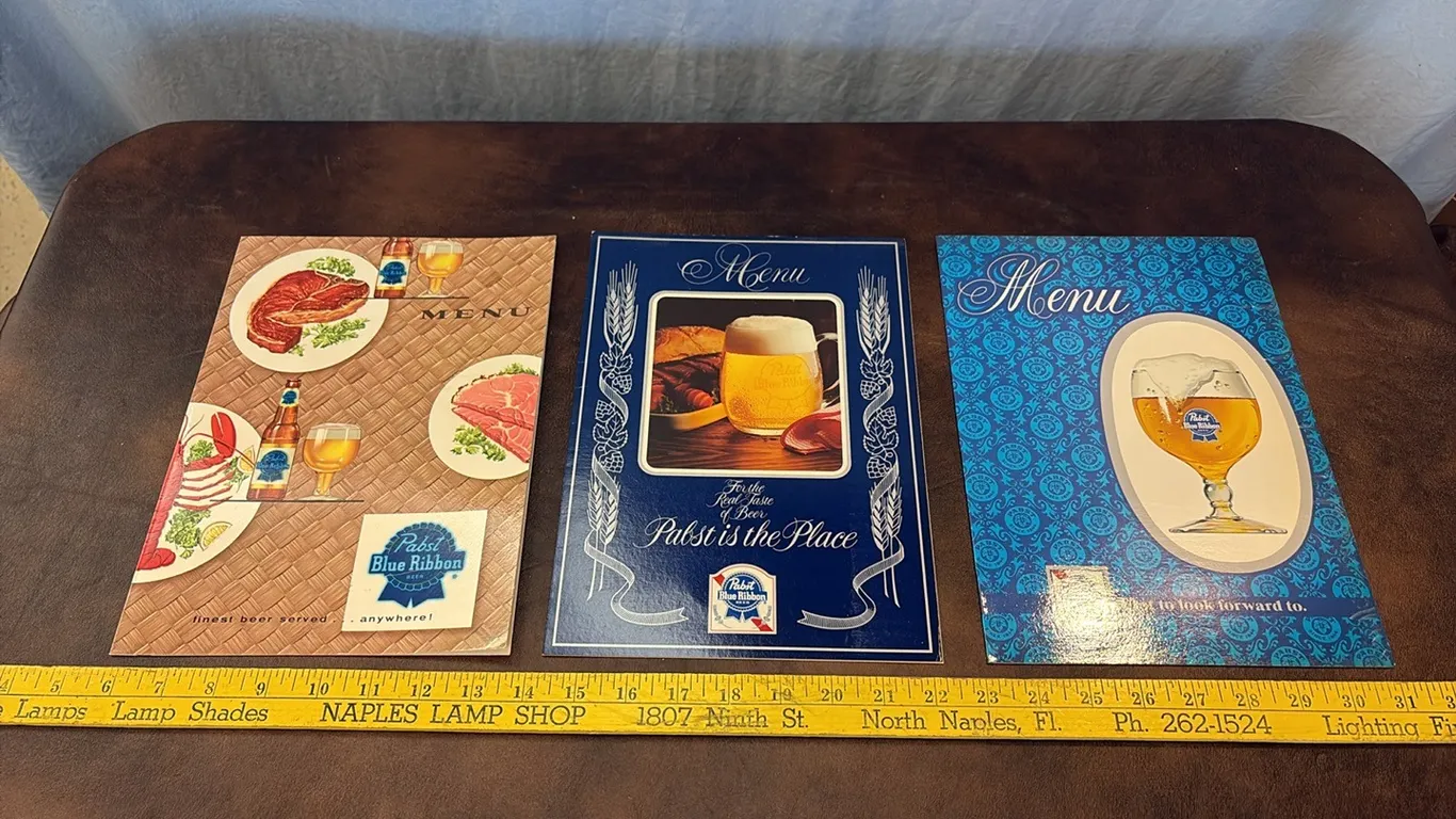 3- Pabst Blue Ribbon Menu Paper Signs