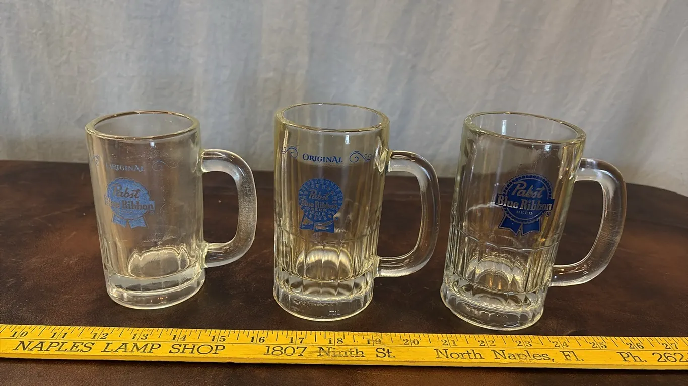 3- Pabst Blue Ribbon Mugs