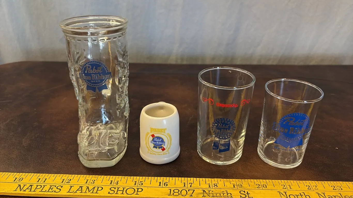 Assorted Pabst Blue Ribbon Glasses