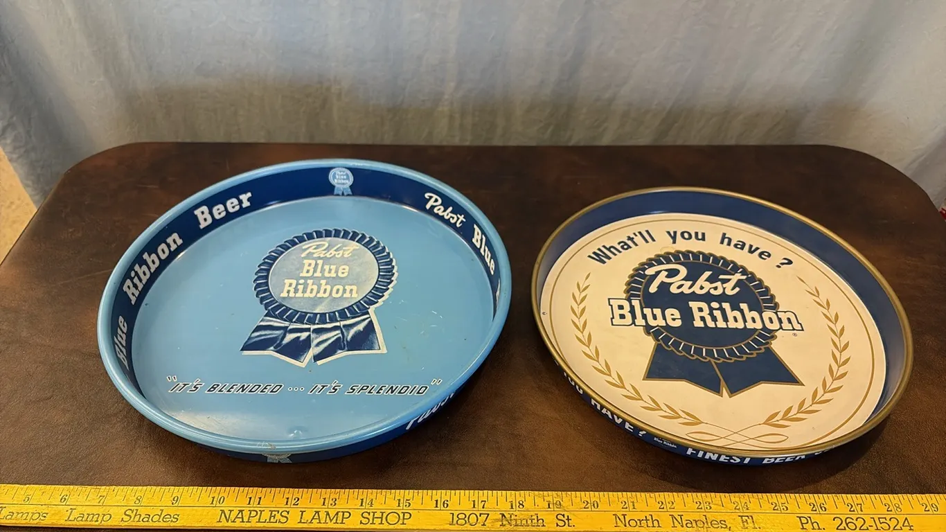 2- Pabst Blue Ribbon Metal Trays