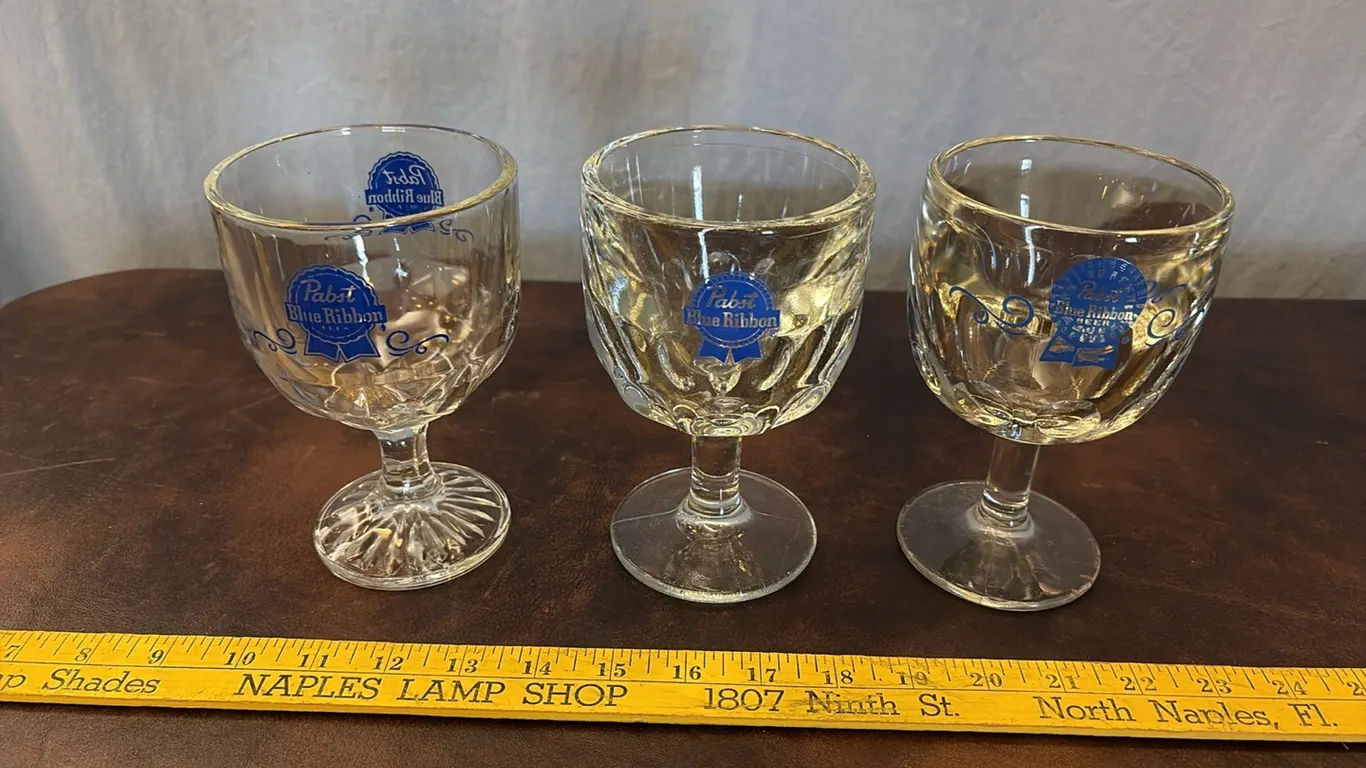 3- Pabst Blue Ribbon Goblets
