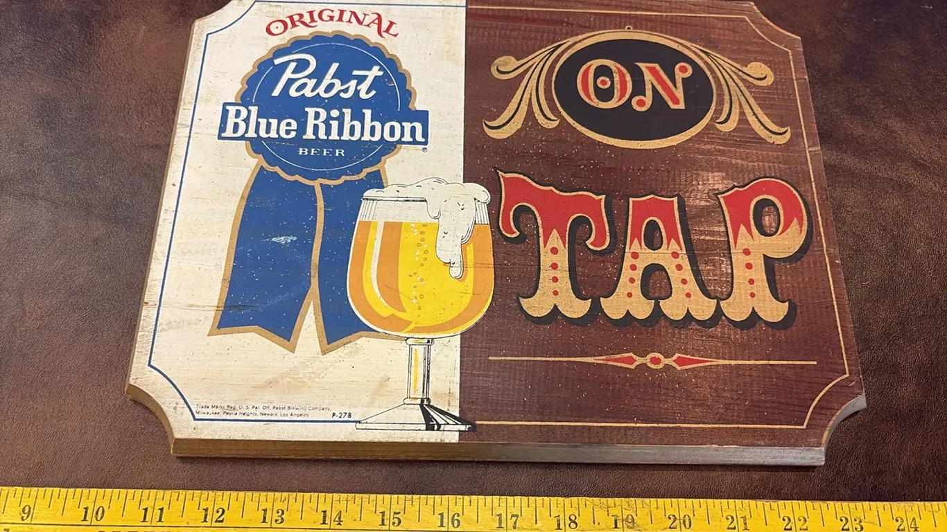 Pabst Blue Ribbon On Tap Wood Sign