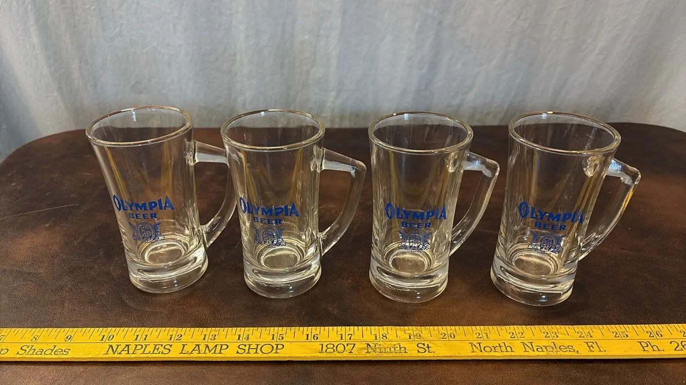 4- Olympia Beer Handled Glasses