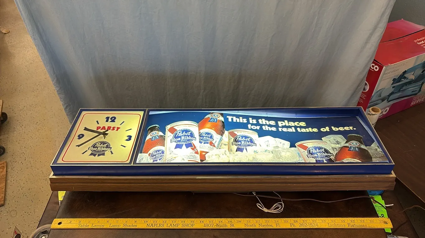 3ft Pabst Blue Ribbon Lighted Sign Clock