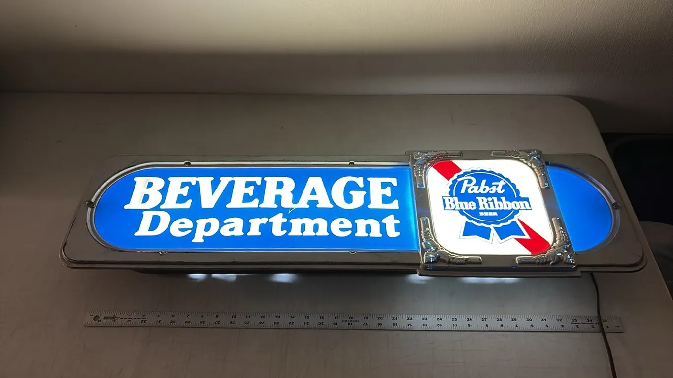 3ft Pabst Blue Ribbon Beverage Dept. Lighted Sign