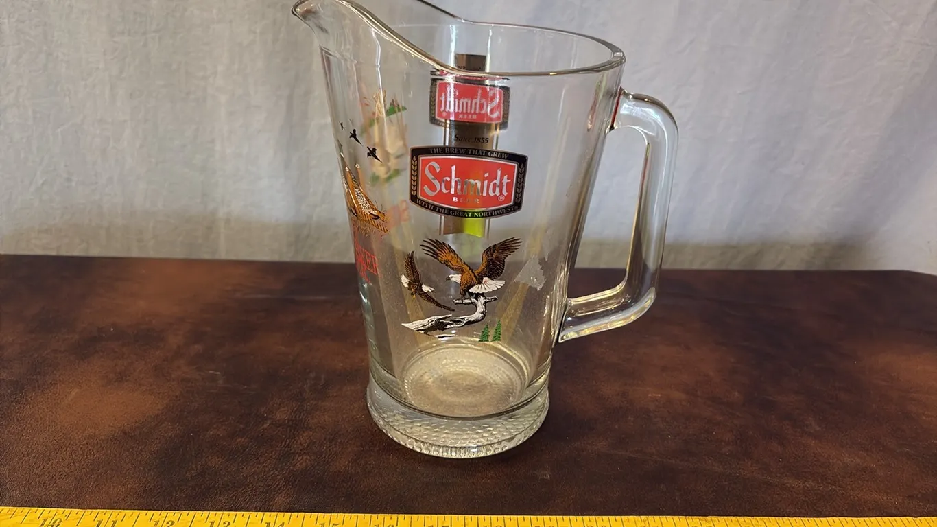 Schmidt Beer Wildlife Glass Pitcher