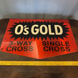 O’s Gold 3-Way Single Cross Metal Sign