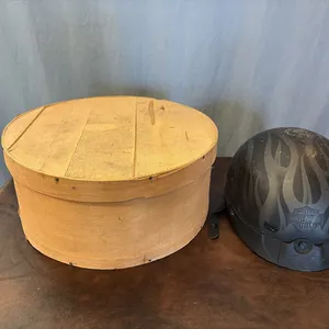 Wood Box w/ Harley Davidson Helmet