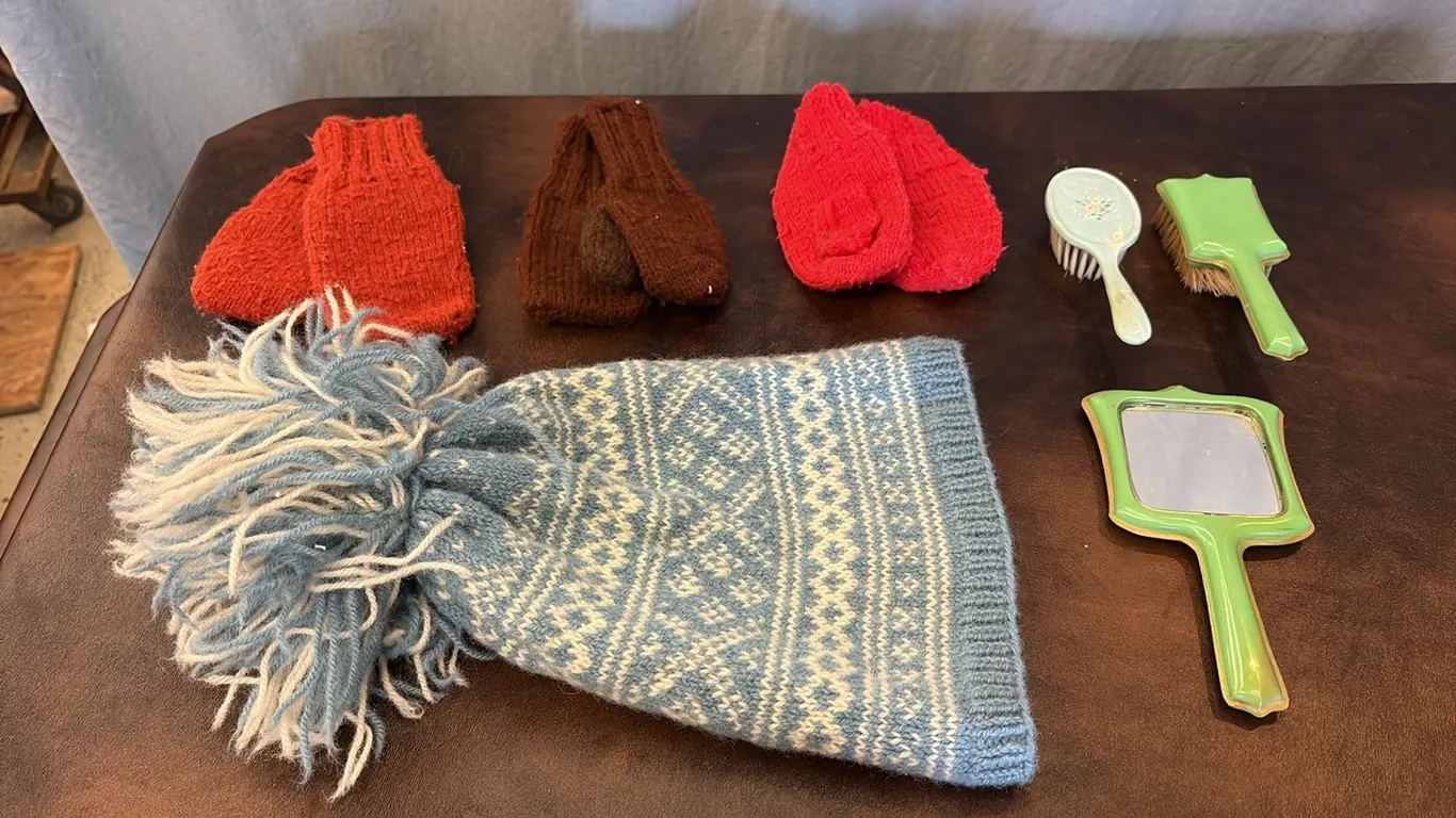 Wool Mittens, Hat & Brushes