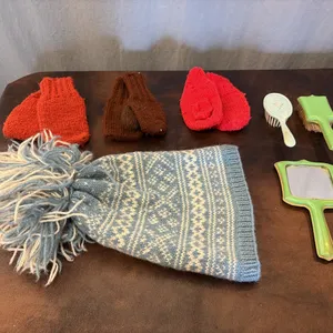 Wool Mittens, Hat & Brushes