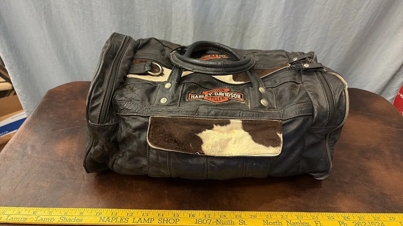 Vintage Harley Davidson Leather Duffel Bag