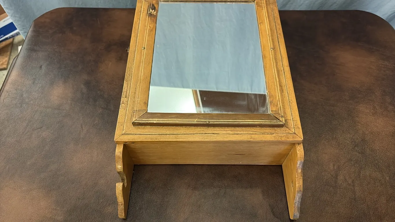 Vintage Mirrored Wood Cabinet