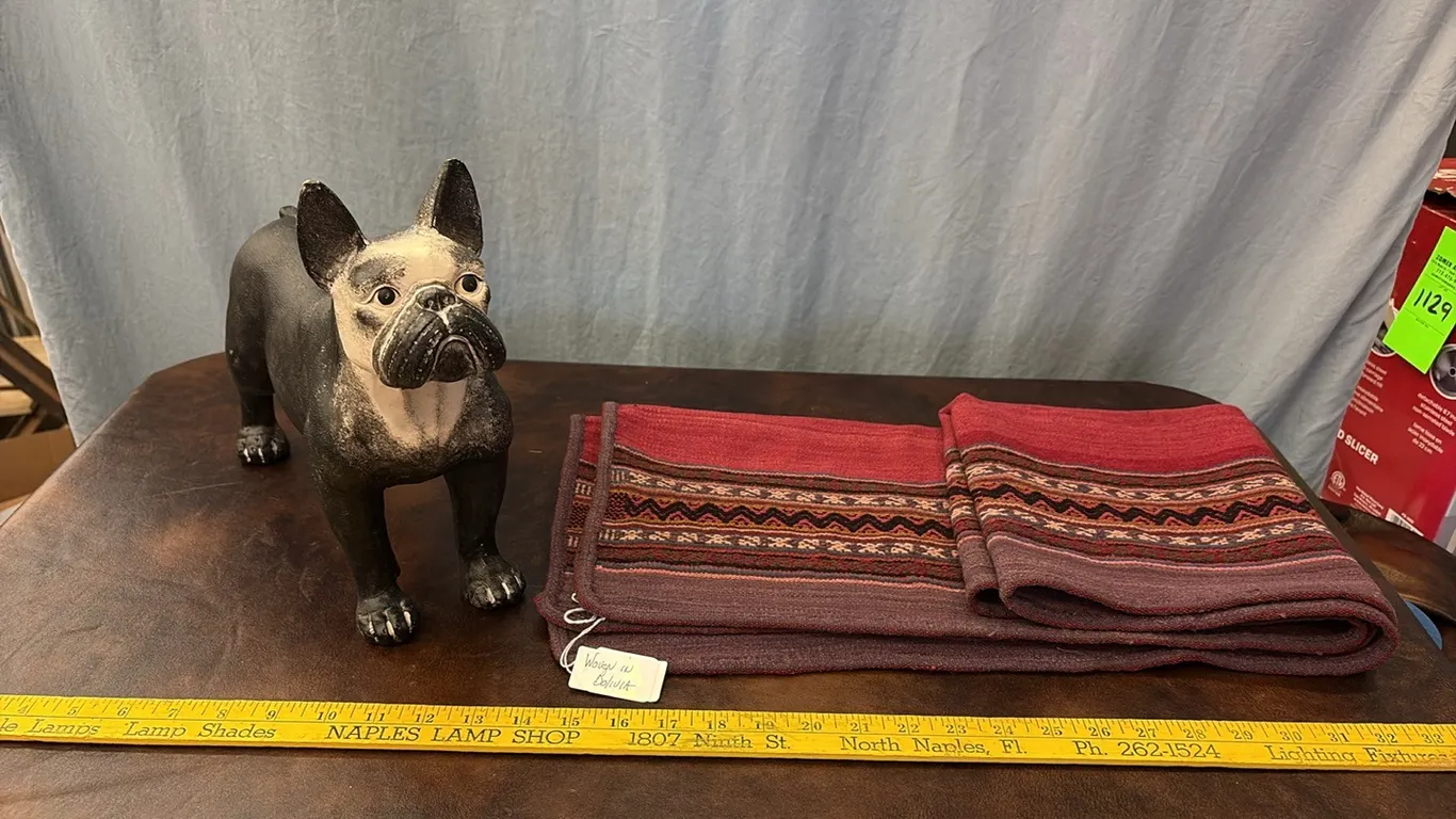20” x 56” Fabric (Woven in Bolivia) & Dog Statue
