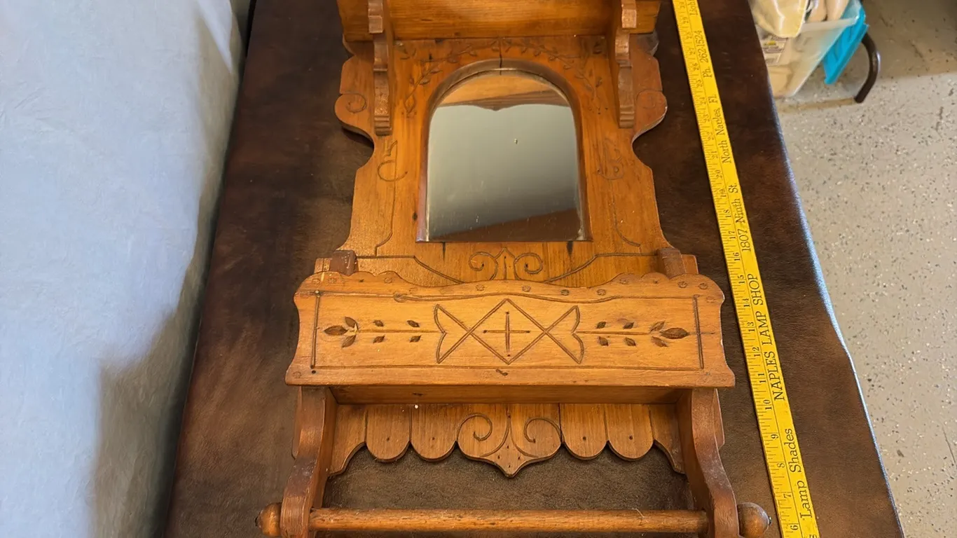 Antique Wood Mirror Shelf